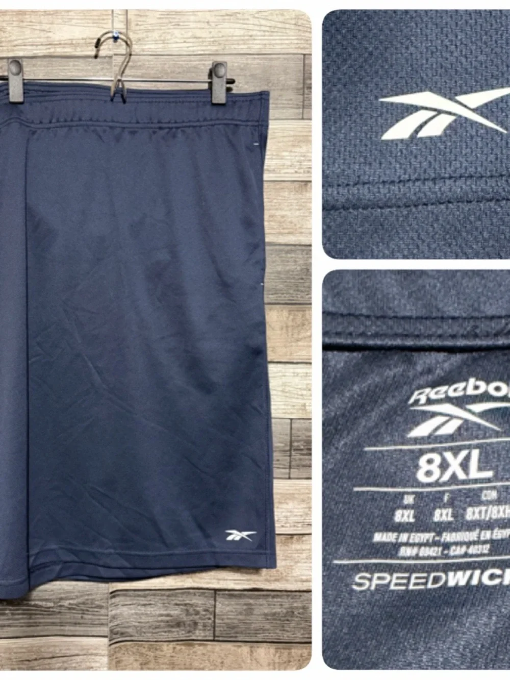 Reebok Speedwick Mesh Athletic Shorts Men’s 8XL Navy Blue (Inseam 8.5)